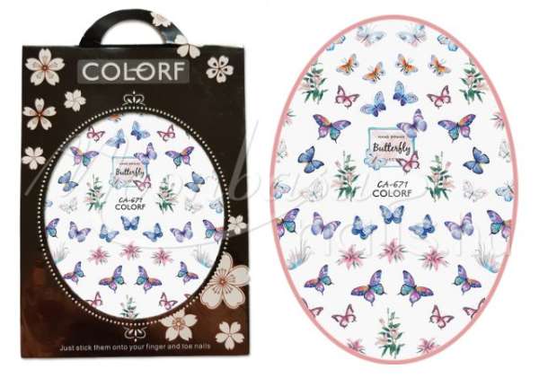 Öntapadós köröm matrica  Kék pillangók CA-671