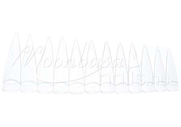 Nagy műköröm tip 12db Átlátszó - hegyes #002-C