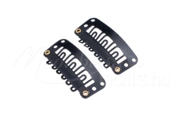 Tresszcsat (felvarható parókához) 10db Fekete 