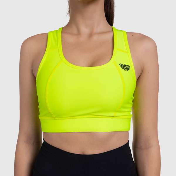 Női sportmelltartó - Iron Aesthetics, NEON YELLOW