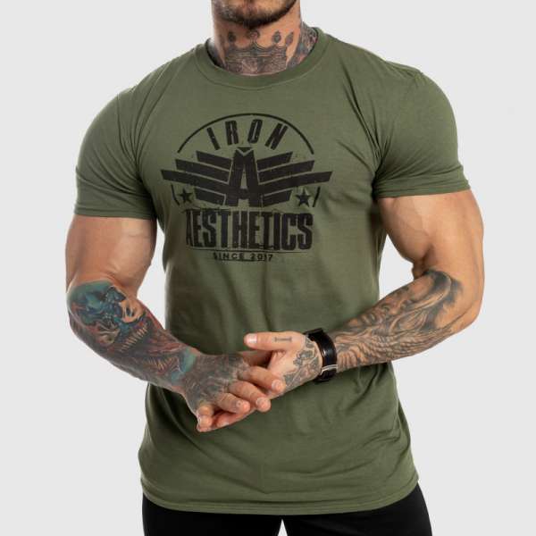 Férfi fitness póló Iron Aesthetics Force, zöld