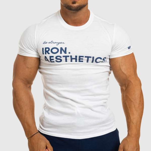 Férfi fitness póló Iron Aesthetics Be Stronger, fehér