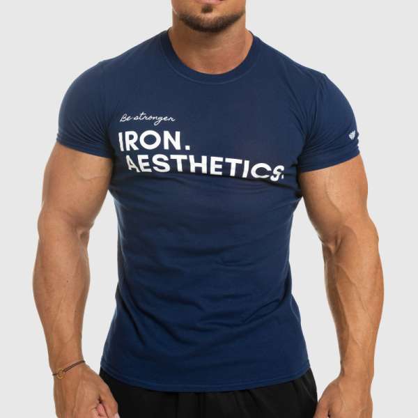 Férfi fitness póló Iron Aesthetics Be Stronger, kék