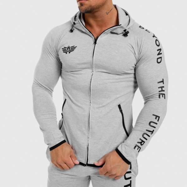 Férfi Slim Fit pulcsi Beyond the Future, szürke