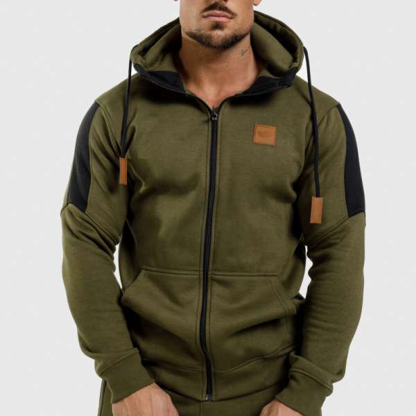 Fitness cipzáros pulóver Iron Aesthetics ELEMENT, katonazöld