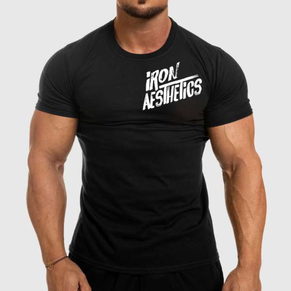 Férfi fitness póló Iron Aesthetics Splash, fekete