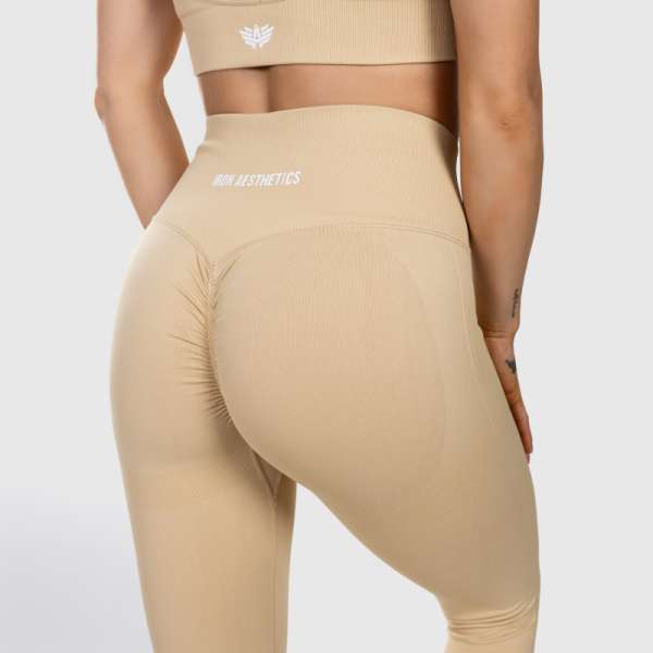 Varrás nélküli leggings Iron Aesthetics Seamless Butt, bézs