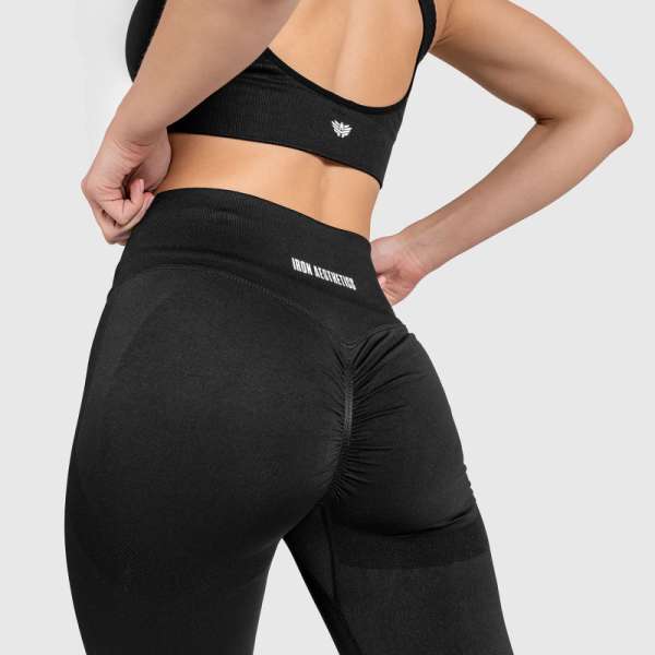 Varrás nélküli leggings Iron Aesthetics Seamless Butt, fekete
