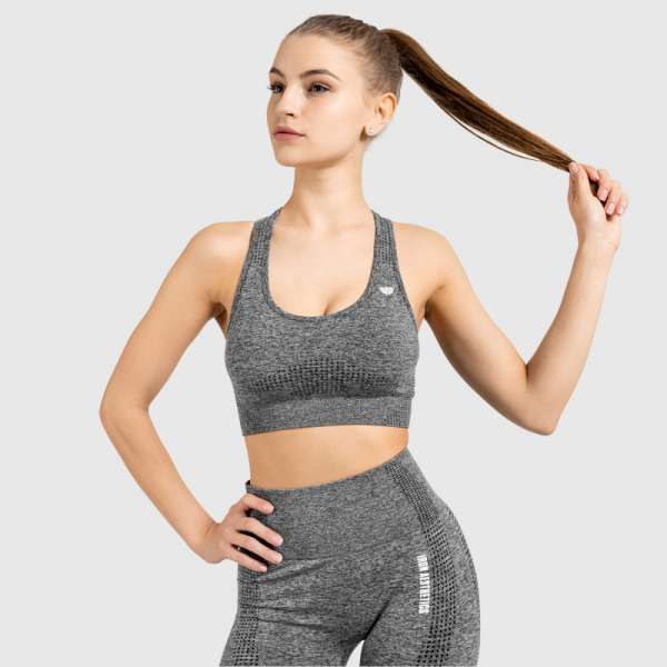 Varrás nélküli sportmelltartó Iron Aesthetics Seamless Spots, sötétszürke