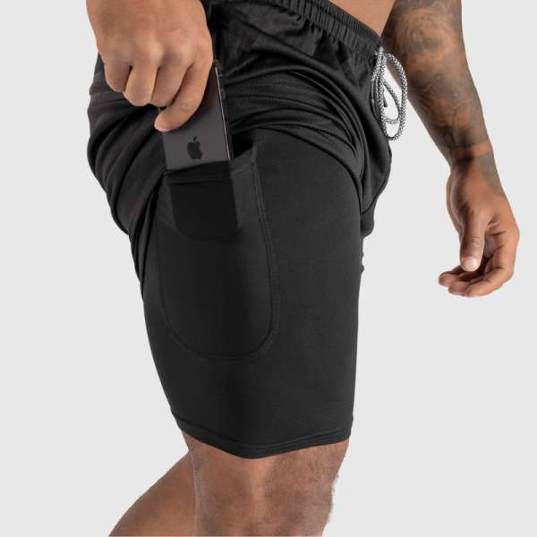 Funkcionális short Iron Aesthetics Stretch 2in1, fekete