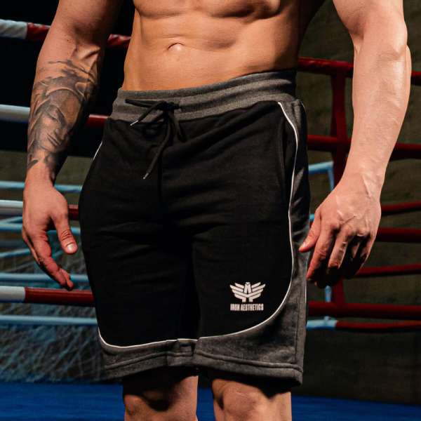 Férfi rövidnadrág Iron Aesthetics Piping, fekete