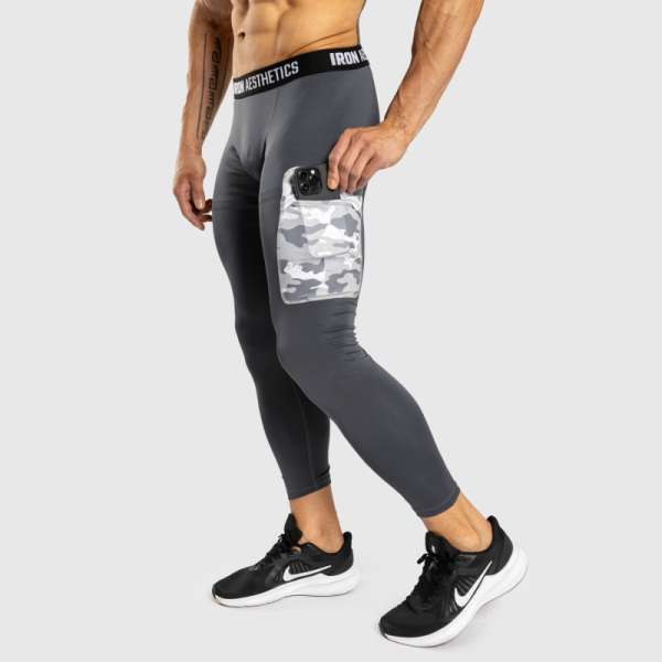 Sportleggings zsebbel Iron Aesthetics Fusion, szürke