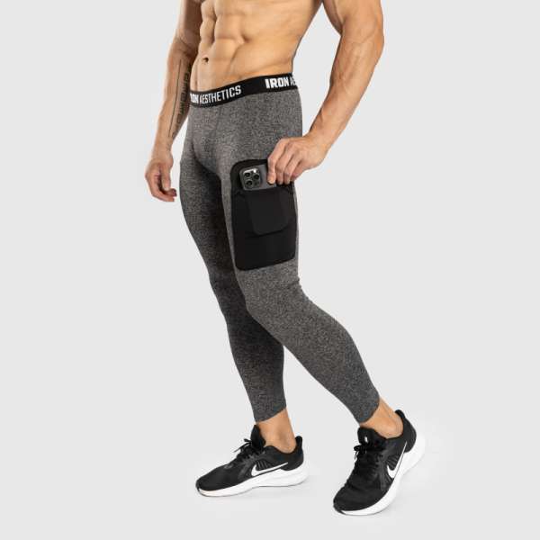 Sportleggings zsebbel Iron Aesthetics Fusion, charcoal szürke
