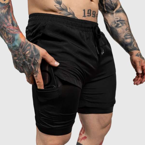 Funkcionális short Iron Aesthetics SweatPro 2in1, fekete