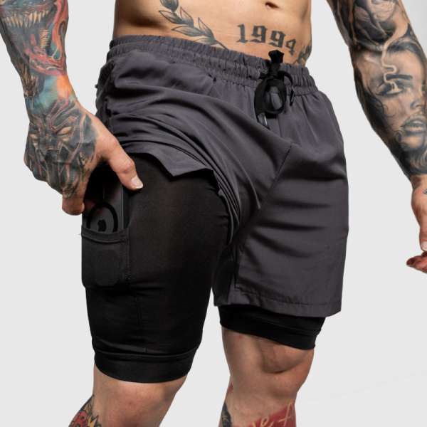 Funkcionális short Iron Aesthetics SweatPro 2in1, sötétszürke