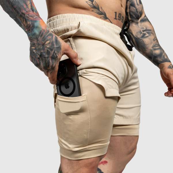 Funkcionális short Iron Aesthetics SweatPro 2in1, khaki