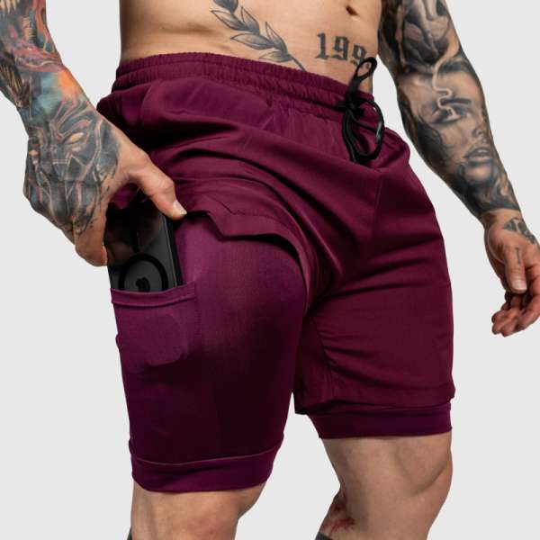 Funkcionális short Iron Aesthetics SweatPro 2in1, bordó