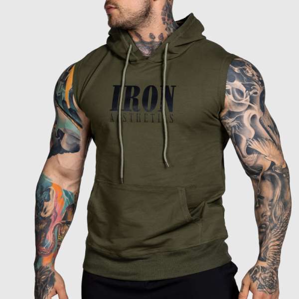 Kapucnis atléta Iron Aesthetics Cut Off, zöld