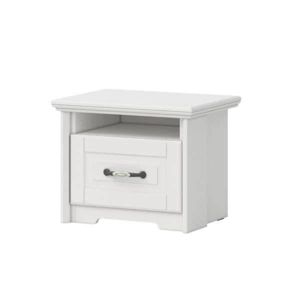 Éjjeliszekrény, fiókkal, fehér fenyő - NORDIC - Butopêa