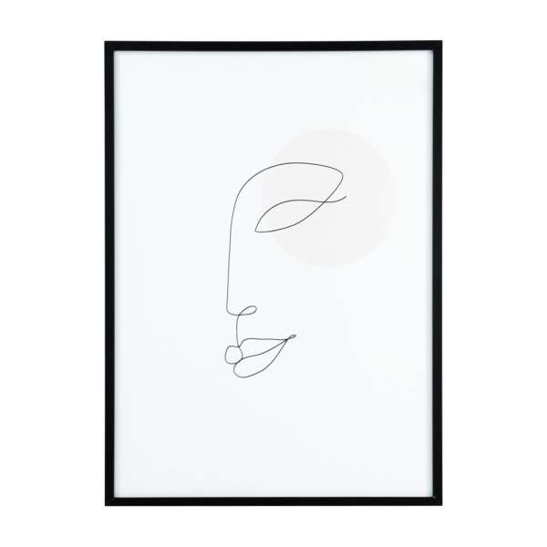Keretezett poszter, vonalrajz arc, 50x70 cm, fekete-fehér  - ELLE - Butopêa