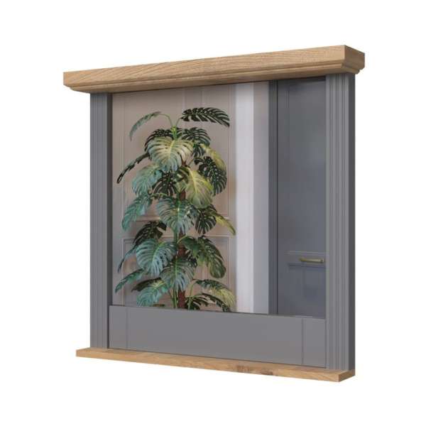 Falitükör, 84x79 cm, szürke-diófa - MISSISSIPPI - Butopêa