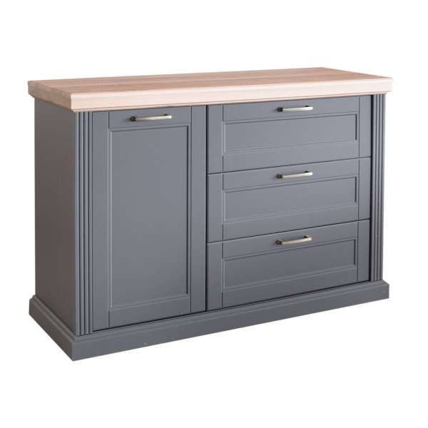 Egyajtós komód, 3 fiókkal, szürke-diófa - MISSISSIPPI - Butopêa