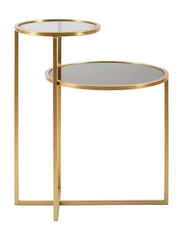 2 szintű dohányzóasztal, átlátszó üveg, arany - ROXANNE - Butopêa