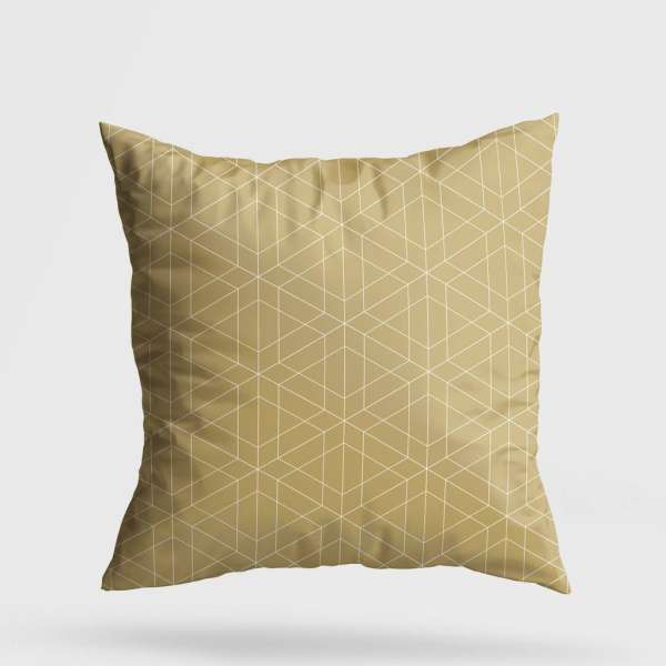 Díszpárna 43x43, mustársárga, geometriai mintás - PAQUERETTE - Butopêa