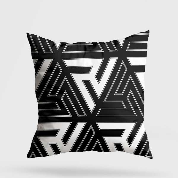 Díszpárna 43x43, fekete, geometriai mintával - GEO - Butopêa