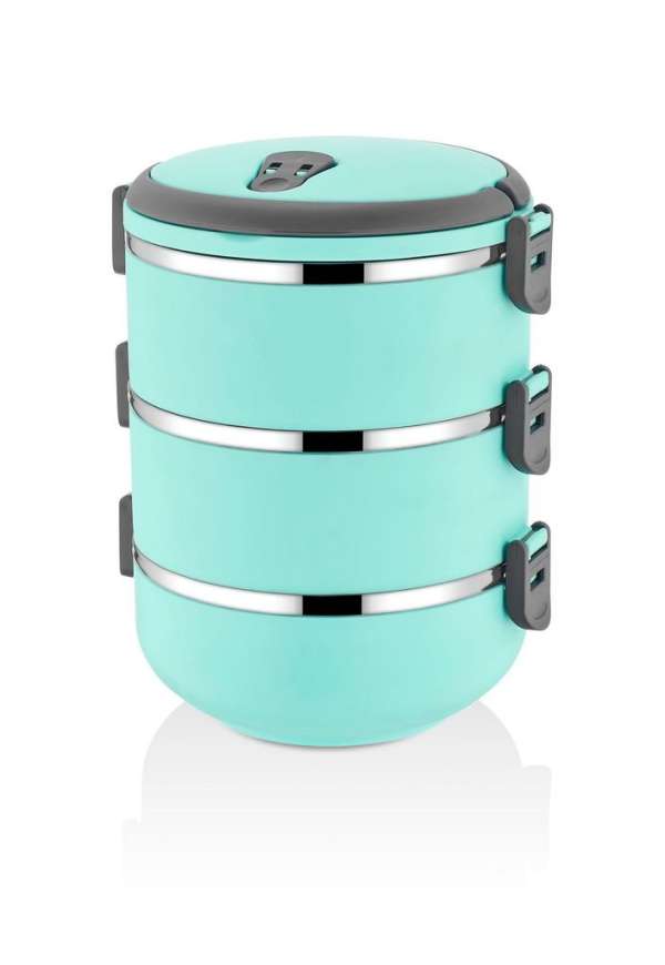 Rozsdamentes acél doboz, műanyag borítással, világos kék - DRAGEE - Butopêa