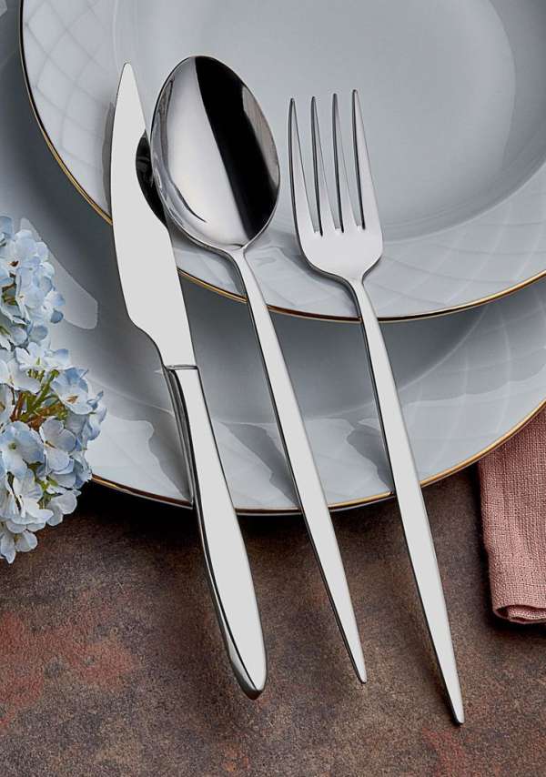 Rozsdamentes acél étkészlet, 24 db-os, ezüst - DESIGN - Butopêa