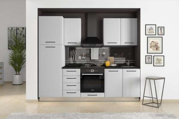 Konyhablokk 255 cm, matt fehér - EPUREE - Butopêa