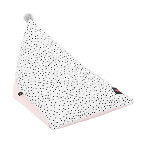 Pöttyös babzsák, pomponnal, babarózsaszín - BONNET - Butopêa