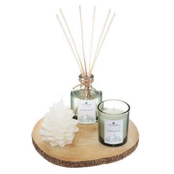 Illatósító ajándékszett fa tálcával, len ilattal, kék – NATURA - Butopêa