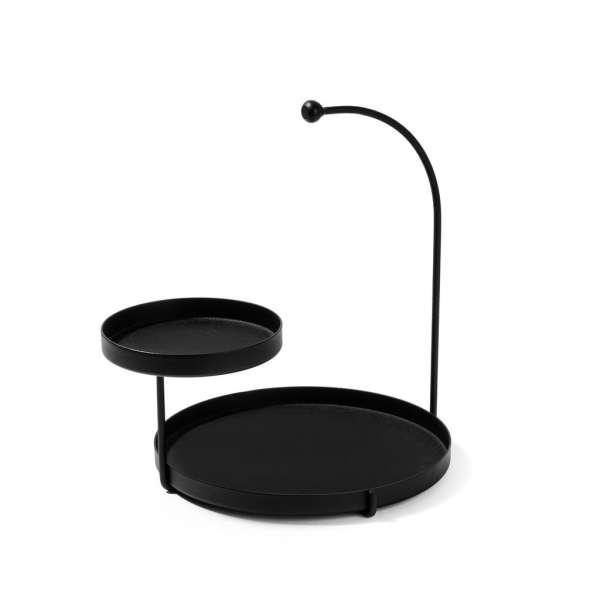 Ékszertartó álvány két tálcával, fém, fekete - CREME - Butopêa