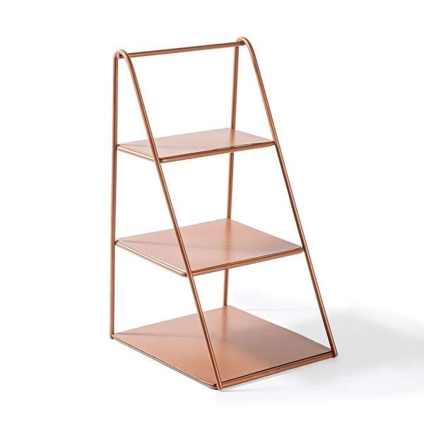 Asztali tároló polc, fém, rézbarna - MORESQUE - Butopêa