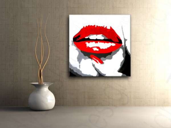 Kézzel festett vászonképek POP Art RED LIPS  mund  (POP ART)