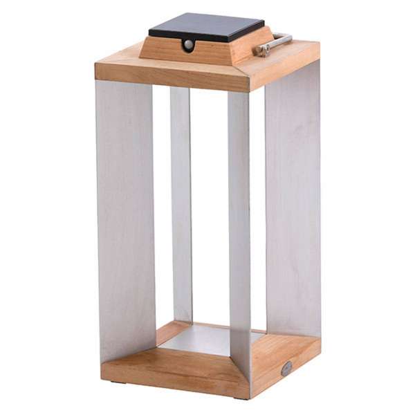 Teckinox LED napelemes lámpa, teak/acél, 45.5cm