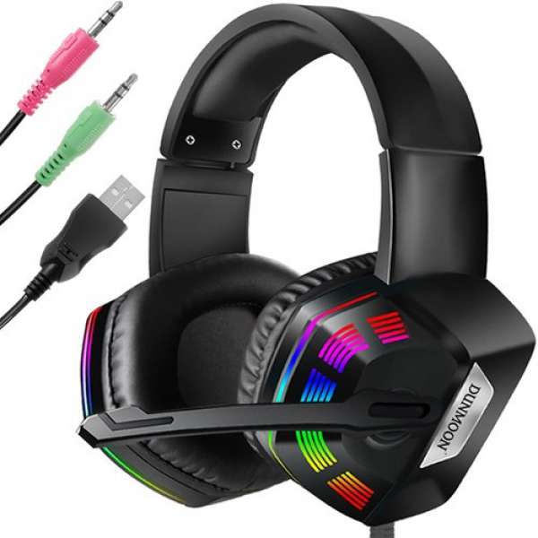 RGB gamer fejhallgató mikrofonnal