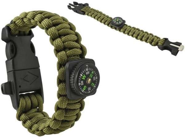 Paracord Army Green 5in1 túlélő karkötő