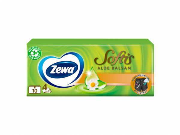 Zewa Softis Aloe Bals.illat.papírzsebkendő 4 rétegű 10x9db