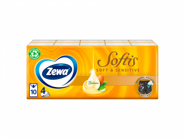 Zewa softis papír zsebkendő soft&sensitive 4 ré. 10x9db