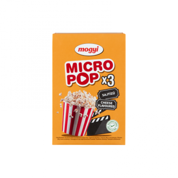 Mogyi Micro Pop mikrohullámú sütőben elkészíthető sajtízű pattogatni való kukorica 3 x 100 g (300 g)