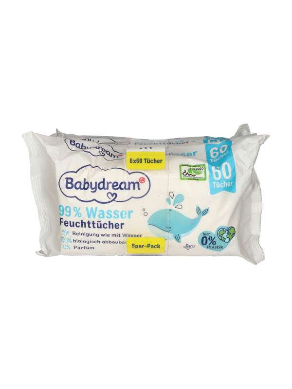 Babydream Extra Sensitive törlőkendő 99% vízzel (6x60 db) -  360 db
