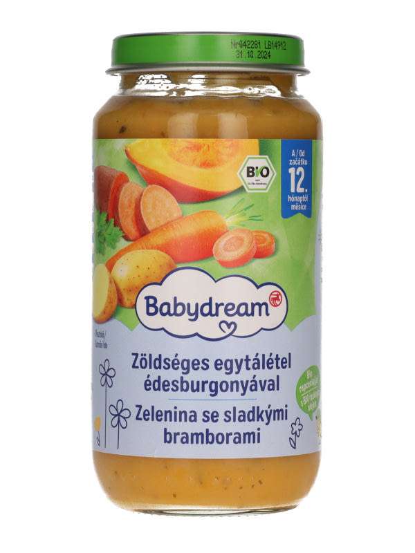 Babydream Bio  Bébiétel Zöldséges, Édesburgonyával 12 Hónapos Kortól - 250 g