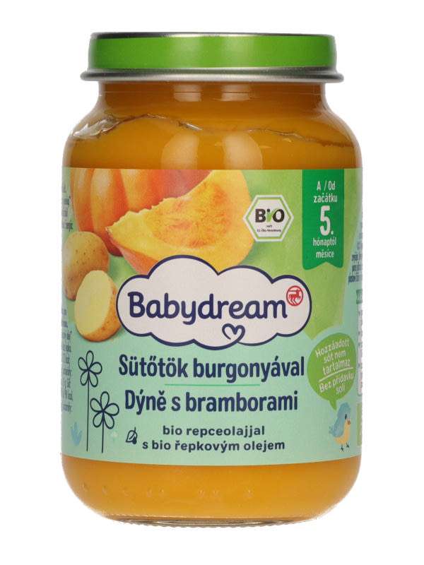 Babydream Bébiétel Sütőtök Püré Burgonya Ízesítéssel 5 Hónapos Kortól - 190 g