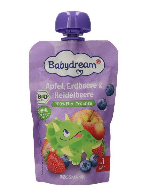 Babydream Bio gyümölcspüré alma-eper-áfonya 12 hónapos kortól - 100 g