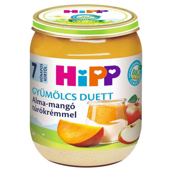 Hipp Bébiétel Alma- Mangó- Túrókrém Ízesítéssel 7 Hónapos Kortól - 160 g