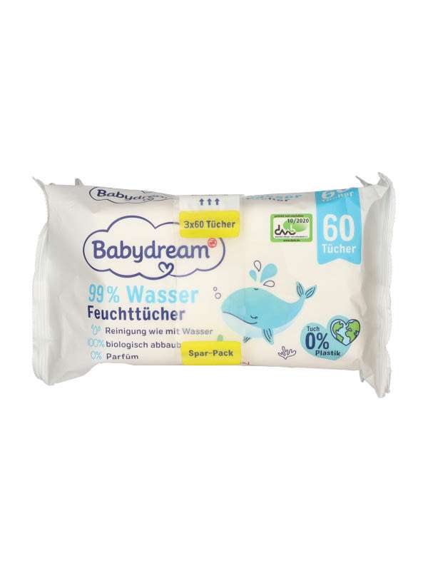 Babydream Extra Sensitive törlőkendő 99% vízzel (3x60 db) - 180 db