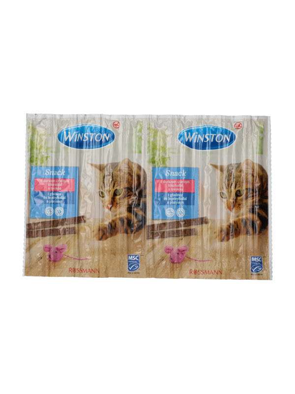 Winston jutalomfalat macskáknak, kolbásszal, azaccal és lepényhallal - 10 db